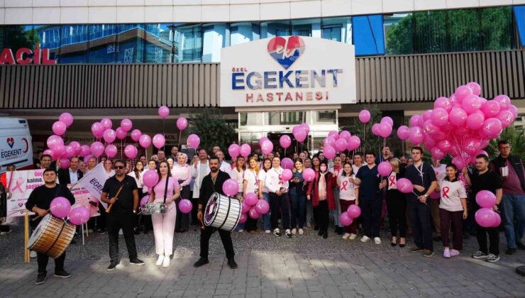 Denizli Egekent Hastanesi pembe yürüyüşle meme kanserine dikkat çekti
