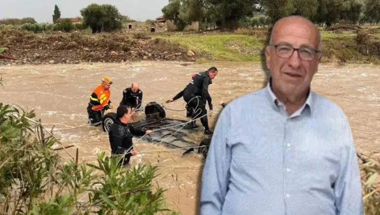 Foça’da cesedi bulunan yaşlı adamın sel sularına kapıldığı anlar kamerada