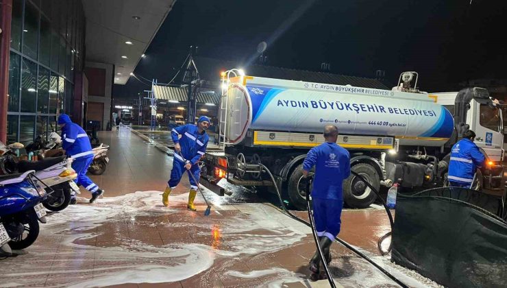 Aydın Büyükşehir’den bayram öncesi otobüs terminallerinde temizlik çalışması