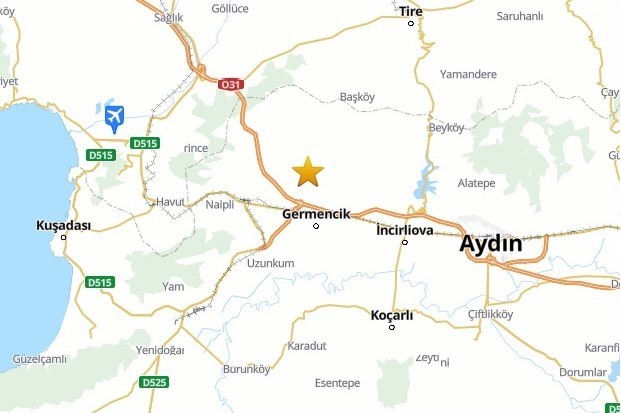 Aydın’da 3.9 şiddetinde deprem meydana geldi