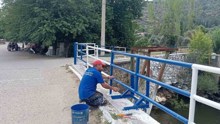 Bozdoğan Belediyesi’nden Kazandere’de korkuluk ve tel örgü çalışması