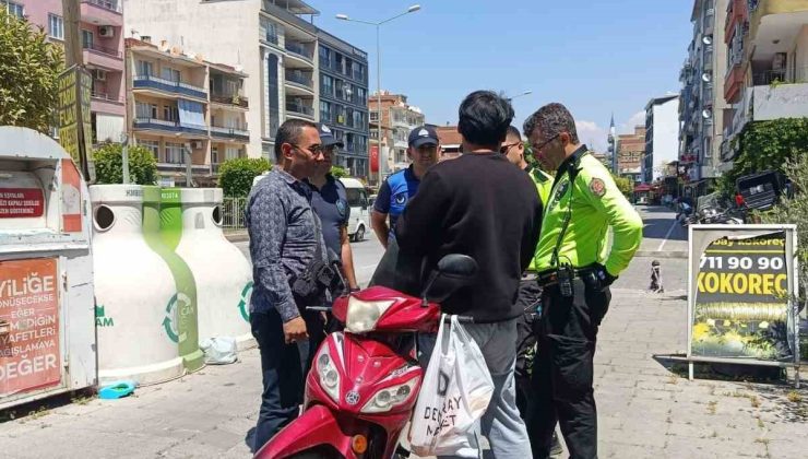 Çine’de kaldırımlarda motosiklet denetimi