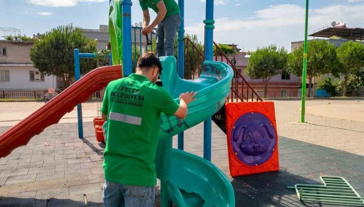 Efeler Belediyesi’nden parklarda onarım çalışması