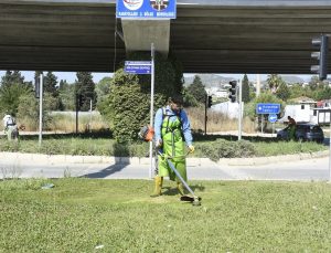 Kuşadası’nda yeşil alanlar bakıma alındı