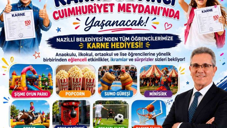 Nazilli Belediyesi’nden öğrencilere karne hediyesi