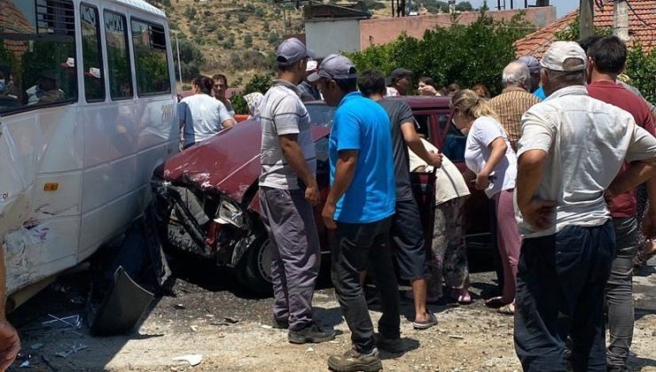 Bozdoğan’da işçi servisi ile otomobil çarpıştı:3 yaralı