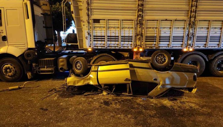 Fiat Tofaş otomobil refüje çarpıp ters döndü: 1 ağır yaralı