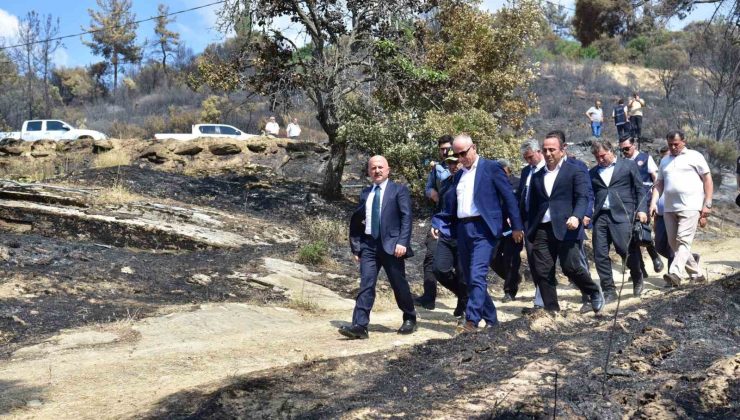 Bakan Yardımcısı Bulut ve Vali Varol yangın bölgesinde incelemelerde bulundu