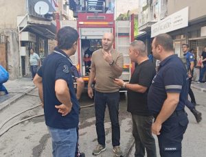 Başkan Zencirci, yanan mağazada incelemelerde bulundu