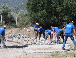 Bozdoğan Belediyesi Eymir Mahallesi’nde parke taşı döşeme çalışması tamamlandı
