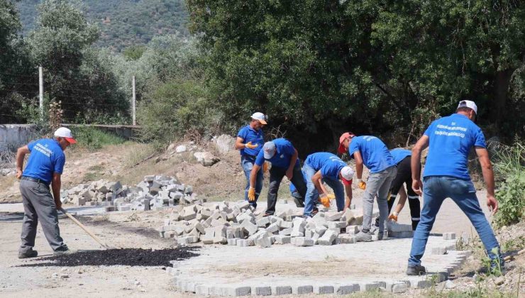 Bozdoğan Belediyesi Eymir Mahallesi’nde parke taşı döşeme çalışması tamamlandı