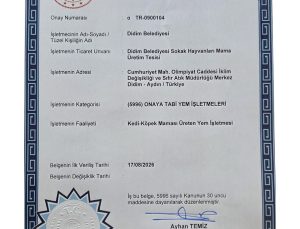 Didim’in mama üretim tesisine onay belgesi verildi