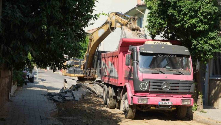 Nazilli’de 6 sokakta eş zamanlı asfalt mesaisi