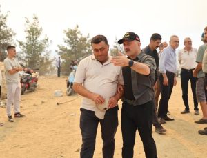 Vali Varol, yangınla mücadeleyi sahada takip etti